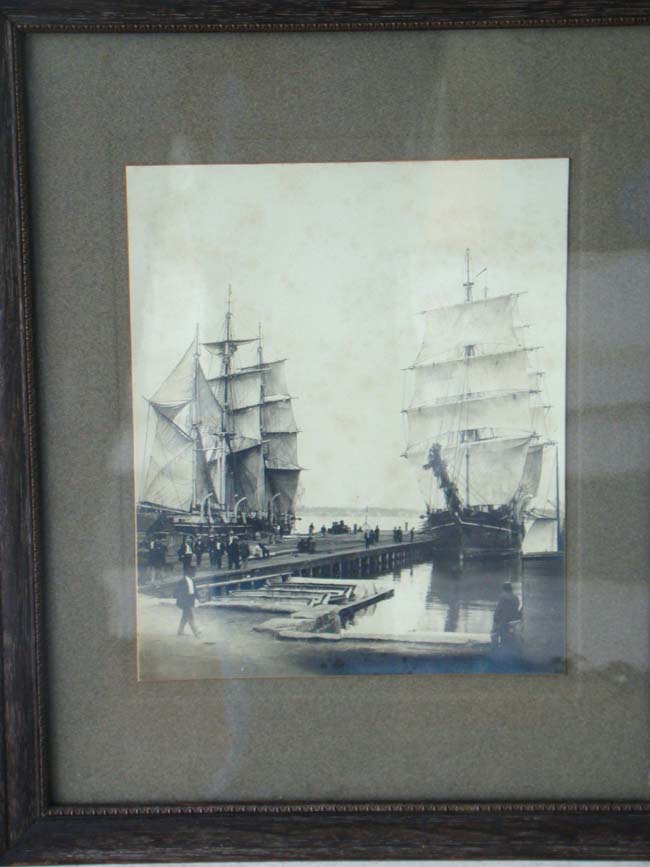 A fine original 19th century photo of two fully rigged whale ships drying their sails at a wharf in New Bedord — image 2